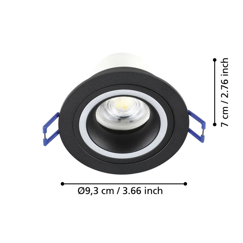 Smart LED lamp Carosso-Z, Ø 9 cm, zwart van EGLO connect in Zwart, Wit – productfoto 4 van 5