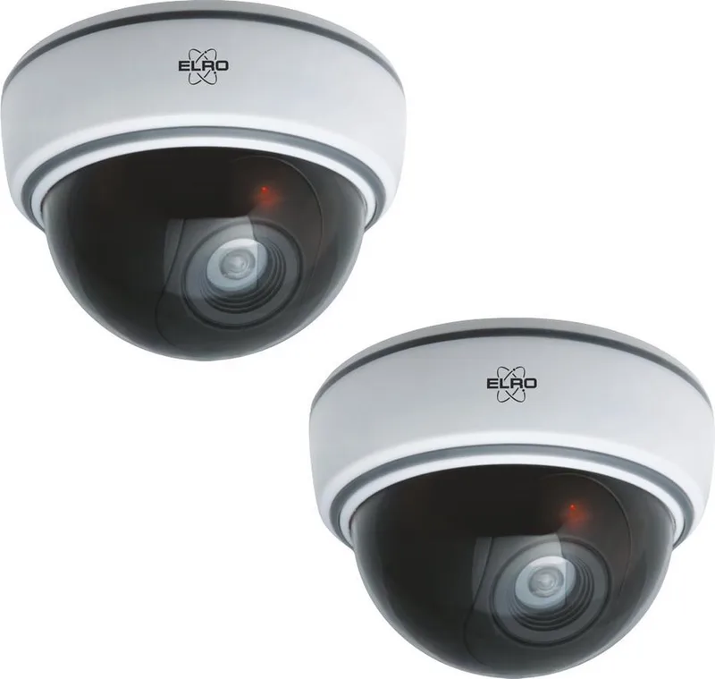 CDD15F Indoor Dummy Dome Camera met Flash Light - 2 Pack fra ELRO i Sort – produktbillede