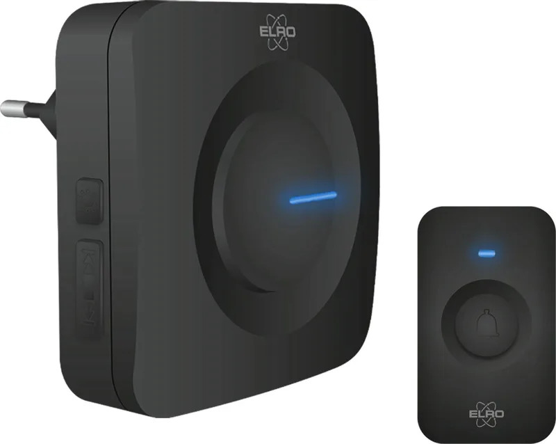 DB3000 Draadloze Deurbel Set – Plug-in Ontvanger - Bereik 300 meter - IP65 Waterdicht - 64 Melodieën fra ELRO i Sort – produktbillede