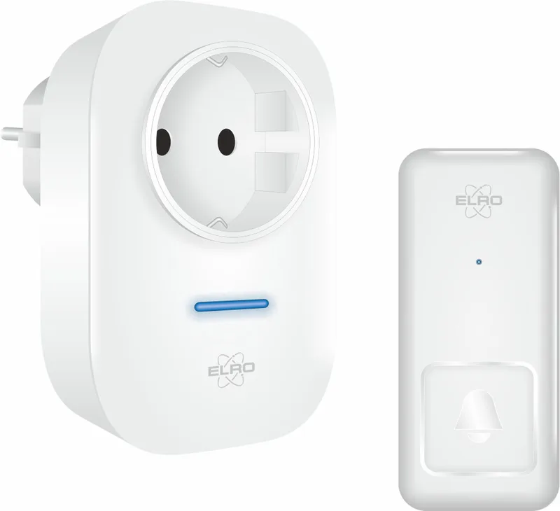 DB4000 Draadloze Kinetische Deurbel Set – Nederlandse Versie – met Plug-in Ontvanger met Stopcontact – Geen Batterijen nodig von ELRO in Weiß – Produktfoto