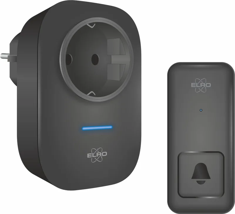 DB4000 Draadloze Kinetische Deurbel Set – Nederlandse Versie – met Plug-in Ontvanger met Stopcontact – Geen Batterijen nodig van ELRO in Zwart – productfoto