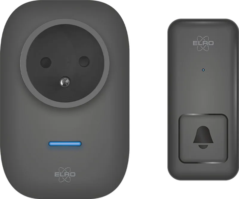 DB4000PF Draadloze Kinetische Deurbel Set – Belgische Versie – met Plug-in Ontvanger met Stopcontact – Geen Batterijen nodig von ELRO in Schwarz – Produktfoto