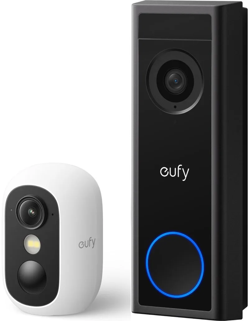 C30 2K Draadloze Video Deurbel 2K FHD - Accu Zwart + eufy Security eufyCam C35, Wit, Draadloze Beveiligingscamera, Voor Buiten en Binnen. Bundelvoordeel by eufy in Black – product photo