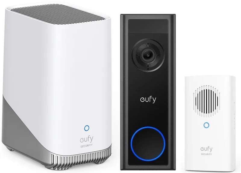 C30 2K Draadloze Video Deurbel 2K FHD op accu + Chime + eufy HomeBase 3 S380 - Bundel van eufy in Zwart – productfoto
