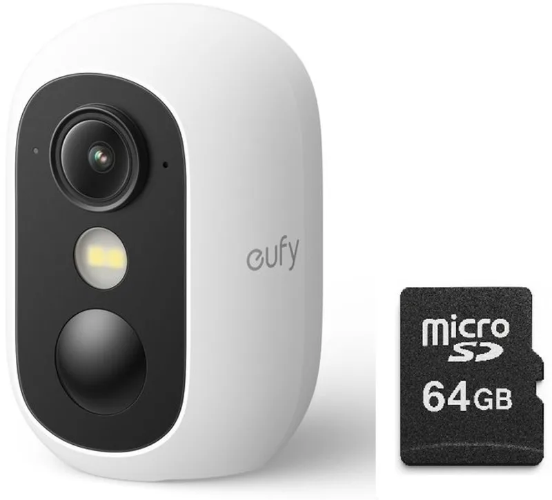 C35 - draadloze camera voor binnen en buiten - Color Night Vision + 64GB SD card - Bundelvoordeel de eufy en Blanc – photo produit
