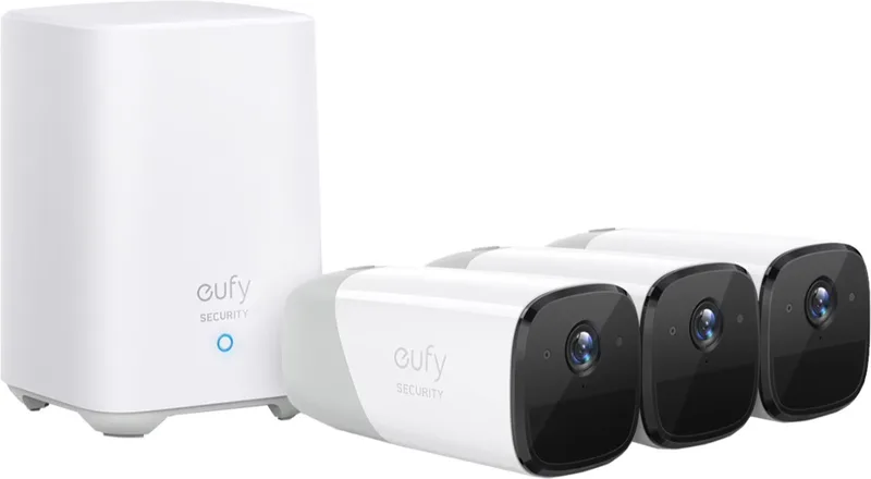 Cam 2 Pro 2K Draadloze Beveiligingsset - Inclusief Homebase en 3 Camera's von eufy in Weiß – Produktfoto