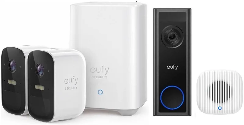 Cam 2C Draadloze Beveiligingsset + Eufy Video Doorbell C30 met Chime 2 by eufy in Wit+Zwart – product photo