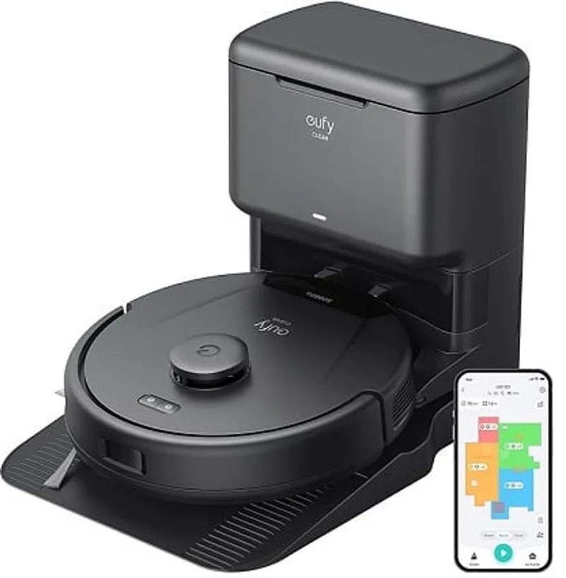 Clean L60 Hybrid SES Robotstofzuiger met dweilfunctie - Robot Vacuum - 5.000Pa Zuigkracht - Met automatisch leegstation - Bestuurbaar via smartphone van eufy in Zwart – productfoto