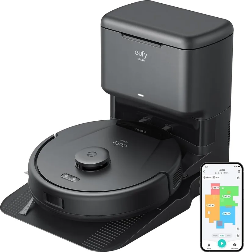 Clean L60 Robotstofzuiger met Zelflegende Station - Robot Vacuum Cleaner - 5000Pa Zuigkracht - IPath Laser Navigatie de eufy en Noir – photo produit