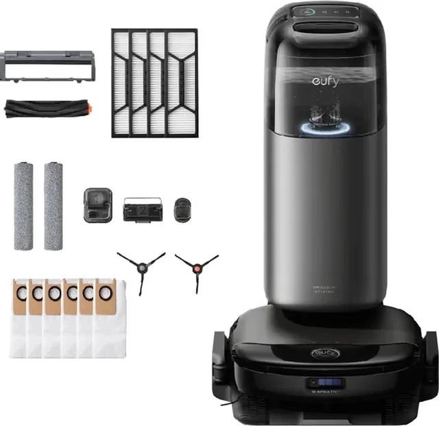 Clean S1 Pro Robotstofzuiger + Vervangingssets All-in-One Station met dweilfunctie - Robot Vacuum -- 8.000 Pa Zuigkracht, Slimme Obstakelvermijding, Multi-Level Mapping, Automatische dweilterugtrekking, Perfect voor dierenharen