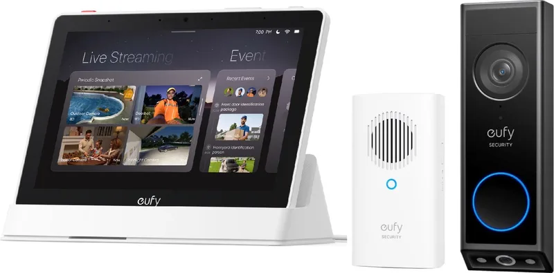 E10 Smart Display-Slimme Home Hub + eufy Security E340 Video Deurbel met chime - Bundelvoordeel von eufy in Weiß – Produktfoto