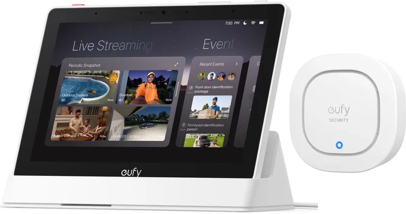 E10 Smart Display-Slimme Home Hub + eufy Security Siren (105 dB Draadloos Alarm) - Bundelvoordeel von eufy in Weiß – Produktfoto