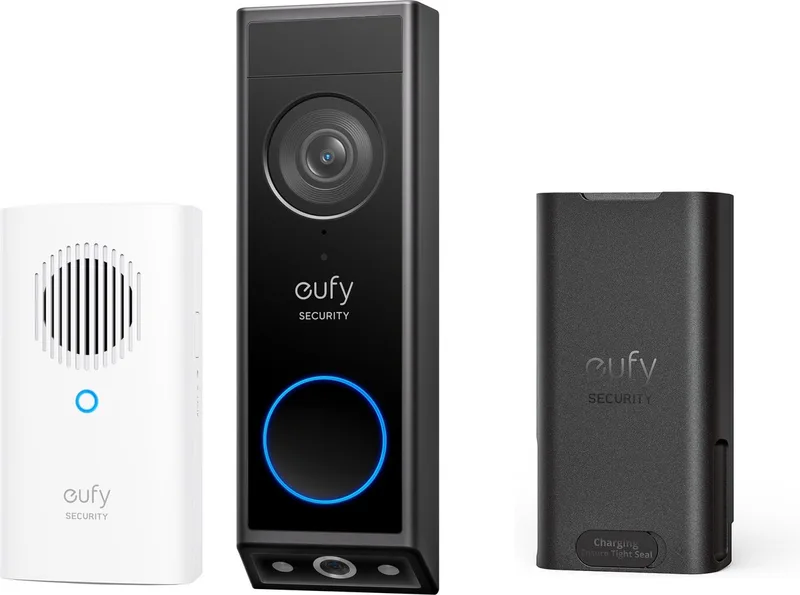 E340 2K Draadloze Video Deurbel Inclusief Chime + EXTRA ACCU - Voordeelbundel by eufy in Black – product photo