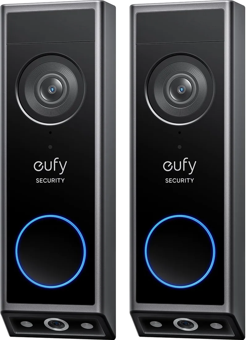 E340 Video Deurbel 2-PACK – Video Doorbell - Dual-Cam technologie, 2K Full HD-resolutie, kleur nachtzicht, AI-pakketdetectie, geen maandelijkse kosten, draadloze installatie, compatibel met Alexa en Google Assistant van eufy in Zwart – productfoto