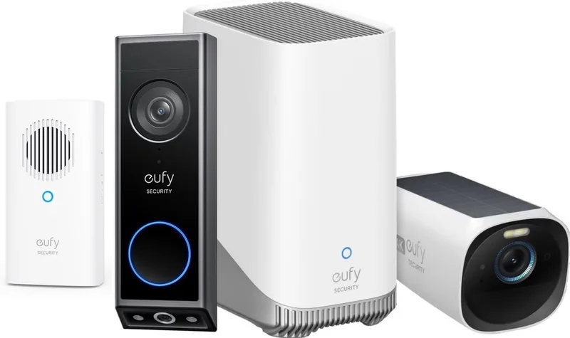 E340 Video Doorbell met chime + HomeBase 3 S380 + eufyCam 3 - Bundelvoordeel van eufy in Zwart – productfoto