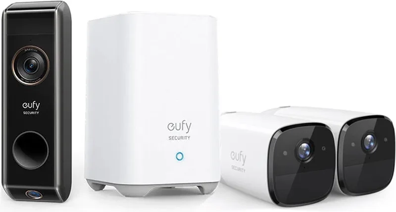 Eufy 4-in-1 Eufycam 2 pro met Homebase 2 en Dual deurbel bundel - Nachtzicht - 2K beveiliging - lokale opslag de eufy en Noir – photo produit