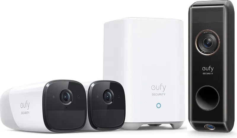 eufyCam 2 Pro set met 2 camera's + Video Doorbell Dual Camera S330 - Bundelvoordeel van eufy in Wit + Dual pro – productfoto