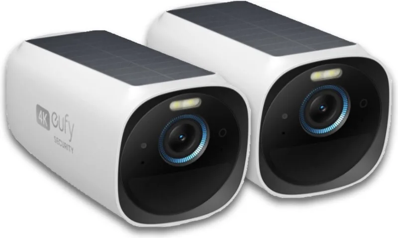 eufyCam 3 add-on camera - 2 PACK - Zwart en wit,Een stuk,4K draadloze Beveiligingscamera met geïntegreerd zonnepaneel-AI gezichtsherkenning van eufy in Wit – productfoto
