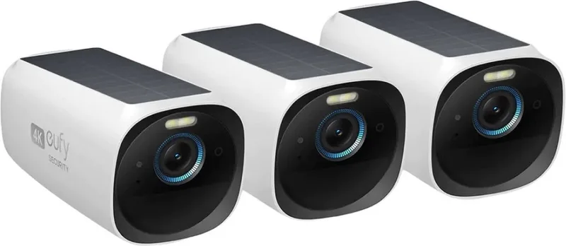 eufyCam 3 add-on camera - 3 PACK - Zwart en wit,Een stuk,4K draadloze Beveiligingscamera met geïntegreerd zonnepaneel-AI gezichtsherkenning van eufy in Wit – productfoto
