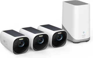 eufyCam 3 Set met 3 camera's - Zwart en 4K - Draadloos - Beveiligingscamerasysteem met geïntegreerd zonnepaneel - AI gezichtsherkenning van eufy in Wit – productfoto 1 van 2