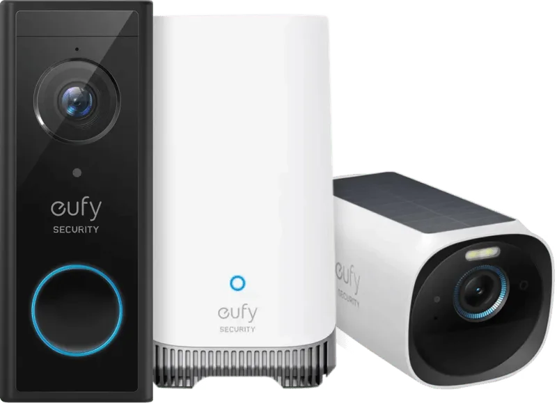 eufyCam 3 + Video Doorbell E340 + HomeBase 3 van eufy – productfoto
