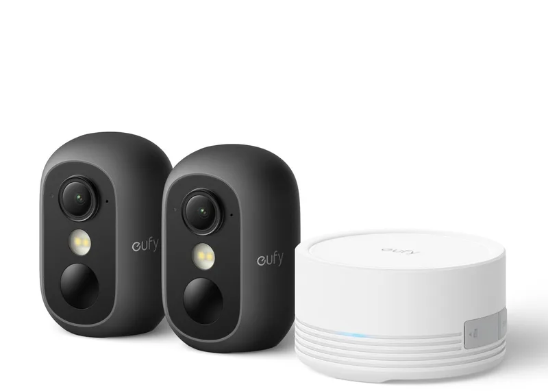 eufyCam C35 2-Cam Kit - Draadloze Beveiligingscamera Voor Buiten en Binnen - Magnetische Bevestiging - Kleurennachtzicht - Lokale Opslag - Geen Maandelijkse Kosten - IP67 - Gezichtsherkenning van eufy in Zwart – productfoto