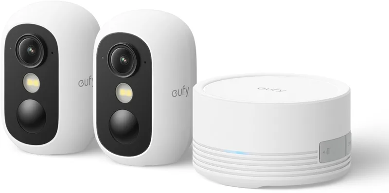 eufyCam C35 2-Cam Kit - Draadloze Beveiligingscamera Voor Buiten en Binnen - Magnetische Bevestiging - Kleurennachtzicht - Lokale Opslag - Geen Maandelijkse Kosten - IP67 - Gezichtsherkenning van eufy in Wit – productfoto