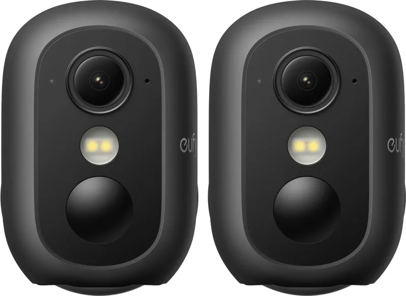 eufyCam C35 - 2 stuks , Draadloze Beveiligingscamera, Voor Buiten en Binnen, Magnetische Bevestiging, Kleurennachtzicht, Lokale Opslag, Geen Maandelijkse Kosten, IP67, Gezichtsherkenning van eufy in Zwart – productfoto