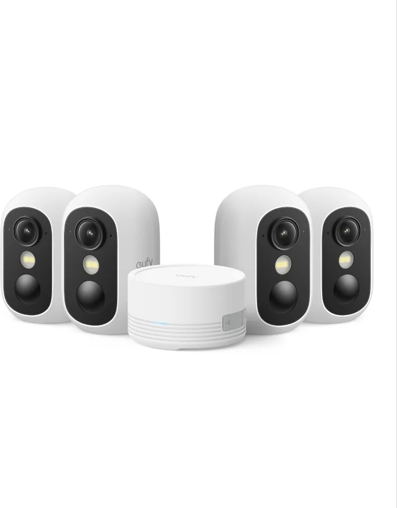 eufyCam C35 4 - Cam Kit - Draadloze Beveiligingscamera Voor Buiten en Binnen - Magnetische Bevestiging - Kleurennachtzicht - Lokale Opslag - Geen Maandelijkse Kosten - IP67 - Gezichtsherkenning - Ondersteunt Zonnepaneel van eufy in Wit – productfoto