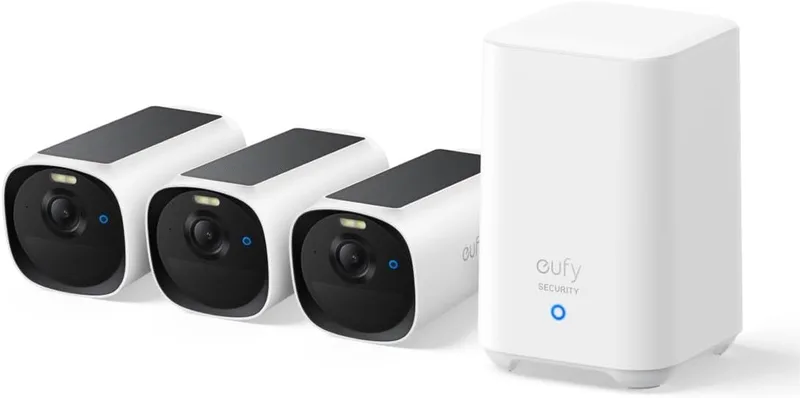 eufyCam E40 3 - Cam Kit + HomeBase S280 - Kogel (vorm) - IP-beveiligingscamera - Buiten - 2688 x 1520 Pixels - Muur de eufy en Noir, Blanc – photo produit