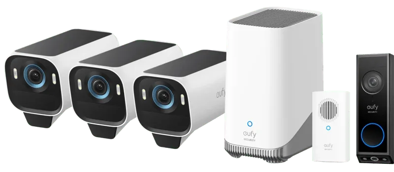 eufyCam S3 Pro 3-Pack + Video Doorbell E340 + Chime från eufy – produktbild