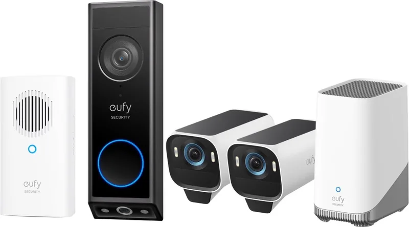 eufyCam S3 Pro MaxColor Vision 4K 2-Cam Set inclusief Homebase 3 + E340 2K Draadloze Video Deurbel Inclusief Chime - Bundelvoordeel de eufy en Blanc – photo produit