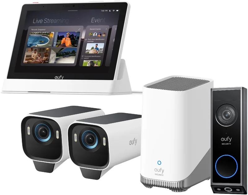 eufyCam S3 Pro MaxColor Vision 4K 2-Cam Set inclusief Homebase 3 + E340 video deurbel +Smart Display E10 - Bundelvoordeel de eufy en Blanc – photo produit