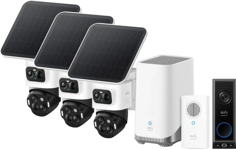eufyCam S4 3-Pack + HomeBase 3 + Video Doorbell E340 + Chime från eufy – produktbild