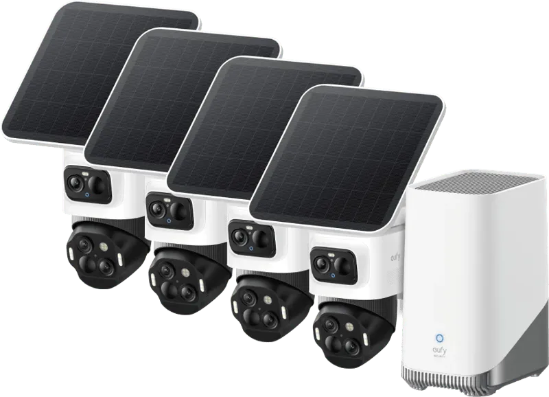 eufyCam S4 4-Pack + HomeBase 3 van eufy – productfoto