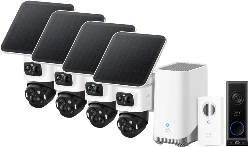 eufyCam S4 4-Pack + HomeBase 3 + Video Doorbell E340 + Chime von eufy – Produktfoto