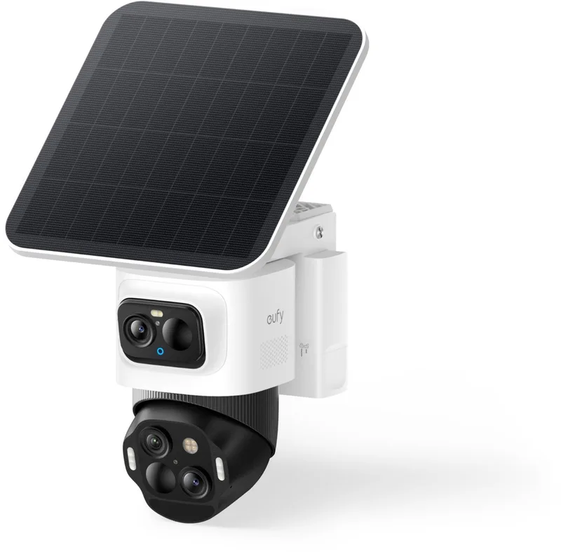 eufyCam S4 - 4K PTZ beveiligingscamera buiten - Triple lens bullet - 360° pan/tilt - 8x zoom - AI-tracking - HomeBase S380 - Zonne-energie van eufy in Wit. – productfoto 1 van 2