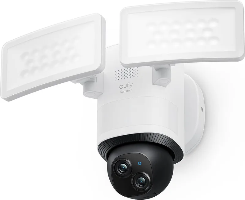 Floodlight Camera E340 - Floodlight Cam - 360° Pan & Tilt - 3K-resolutie - 2000 Lumen - AI-bewegingsdetectie - 24/7 opname - Dual-band Wi-Fi - IP65 waterdicht van eufy in Zwart, Wit – productfoto 1 van 2