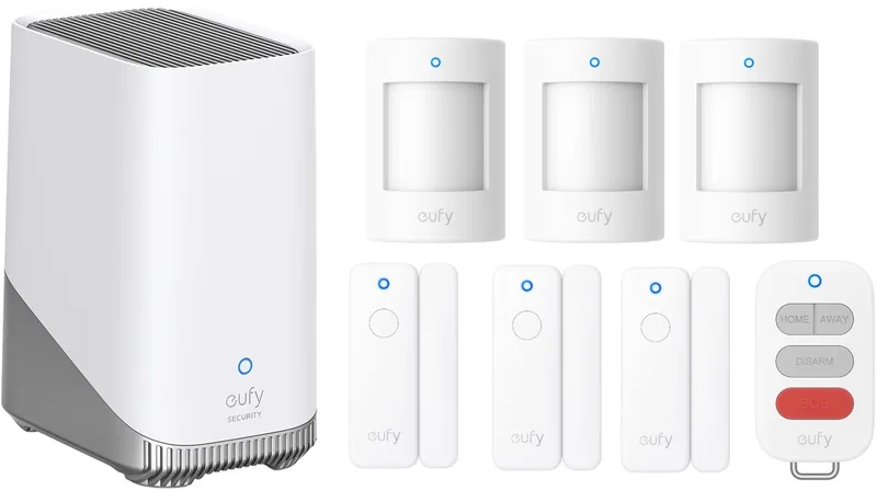 HomeBase 3 S380 basissysteem + 3x E20 raam/deur sensors + 3x E20 bewegingsmelder + E10 sleutelhanger - Alarm Bundel by eufy in White – product photo