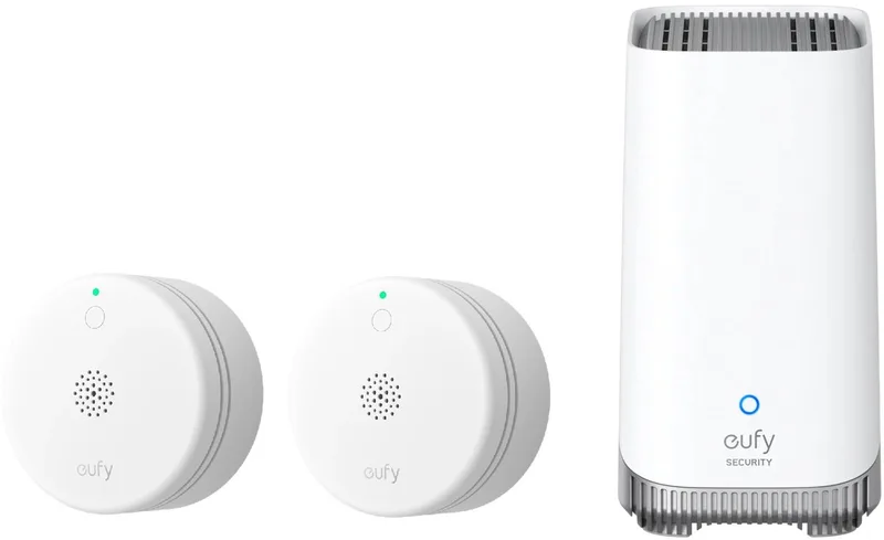 HomeBase 3 S380 basissysteem + slimme rookmelder E10 wit - app notificaties - compact design - 5 jaar batterijduur - 2PACK - Alarm Bundel van eufy in Wit – productfoto