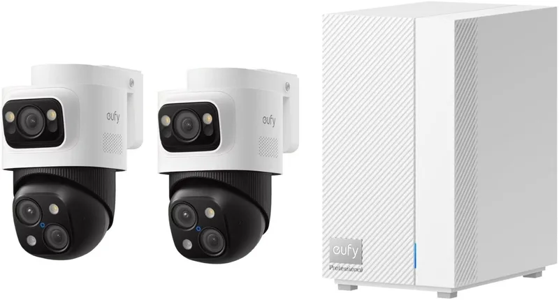HomeBase professional S1 + 2x eufy PoE Bullet-PTZ Cam S4 Kogel (vorm) IP-beveiligingscamera Binnen & buiten 3840 x 2160 Pixels Plafond - Bundelvoordeel de eufy en White S1 – photo produit