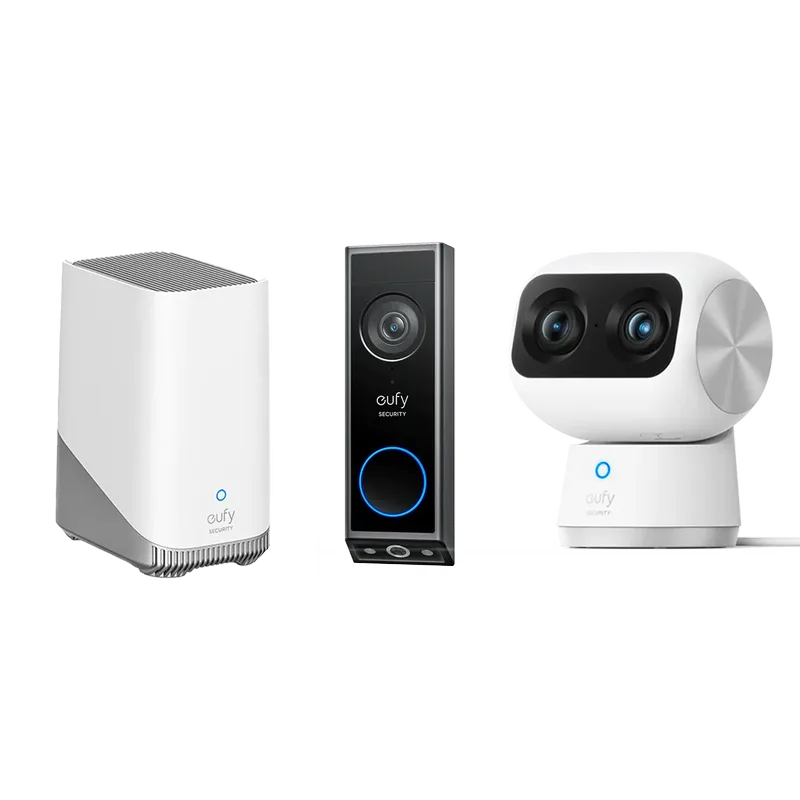 Indoor Cam S350 + Video Doorbell E340 + HomeBase 3 BUNDLE de eufy – photo produit