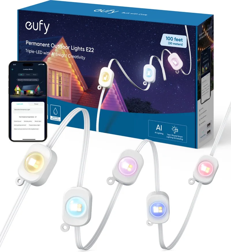 Lightning L30 LED Buitenverlichting - Slimme LEDstrip 30m - Outdoor Light - Instelbare RGB/Witte Verlichting - IP65 Waterdicht - Werkt met eufy Life-app - 1500K-9000K van eufy in Wit – productfoto