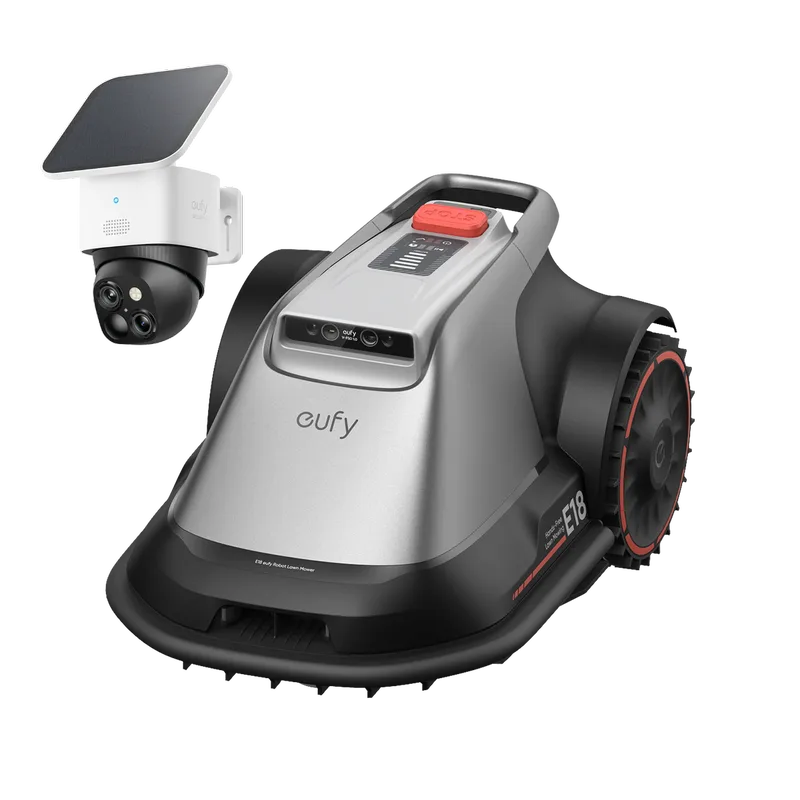 Robot Lawn Mower E18 + SoloCam S340 Gray von eufy – Produktfoto