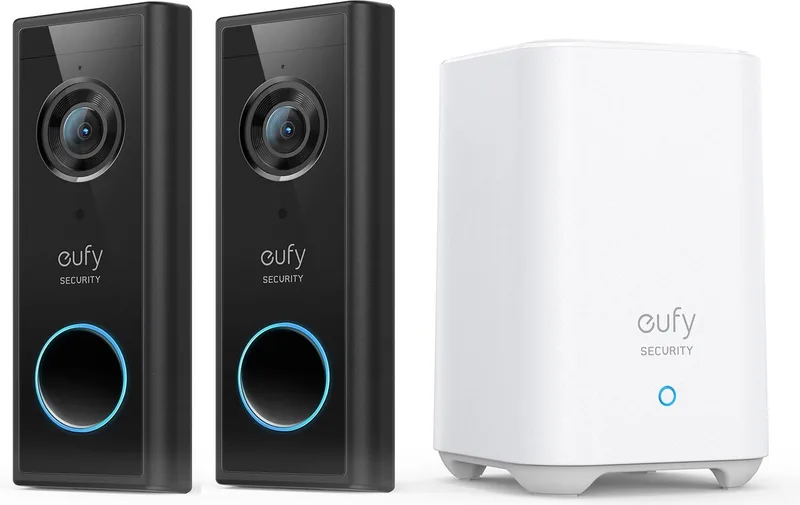 S220 2K Draadloze Video Deurbel 2 stuks + eufy HomeBase 2 - Bundelvoordeel von eufy in Schwarz – Produktfoto