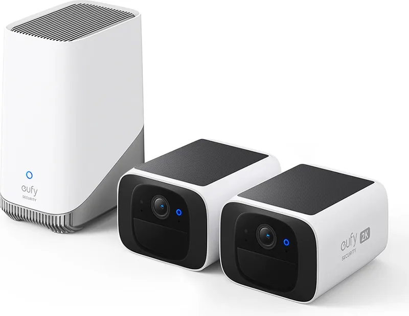 S220 SoloCam Dual Pack + Homebase 3 - 16GB opslag - Bundelvoordeel van eufy in Wit – productfoto