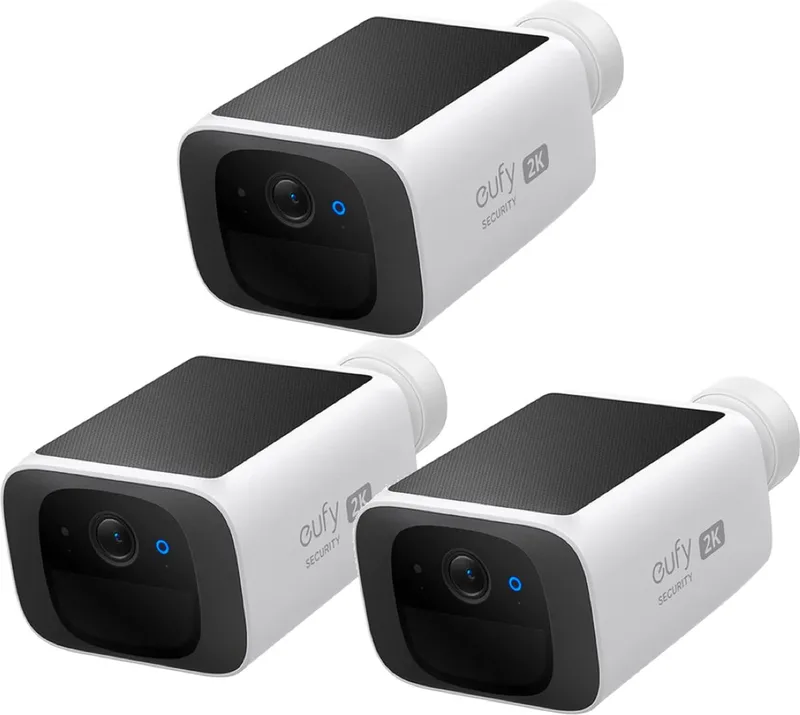 S220 SoloCam trio-bundel - Beveiligings camera met zonnepaneel - Laadt automatisch op - Nachtzicht by eufy in White – product photo