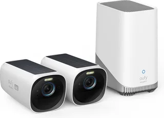 S330 Buitencamera's - 2 Pack met HomeBase 3 - Outdoorcam set - 4K Ultra HD-resolutie - Geïntegreerd zonnepaneel - Compatibel met Apple HomeKit. Alexa en Google Assistant van eufy in Wit – productfoto 1 van 3