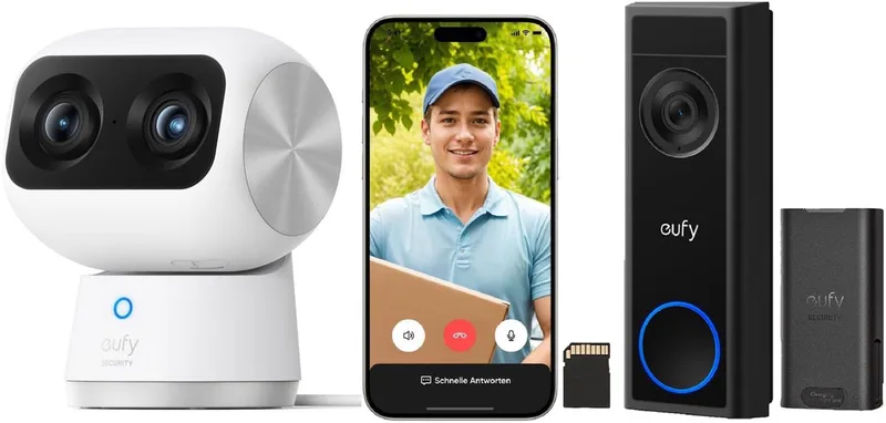 S350 Binnencamera + eufy Security C31 Video Deurbel de eufy en 1*Wit. + 1*Zwart. – photo produit