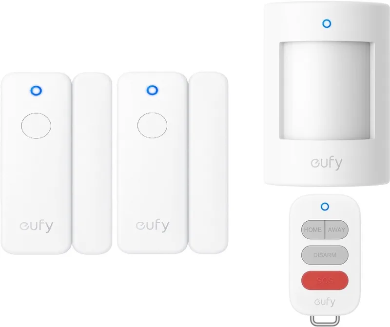 Slim Beveiligingsset E20 2× Deursensor + Bewegingssensor + Afstandsbediening Key Fob｜Direct Alarm ( Vereist HomeBase) fra eufy i Hvid – produktbillede